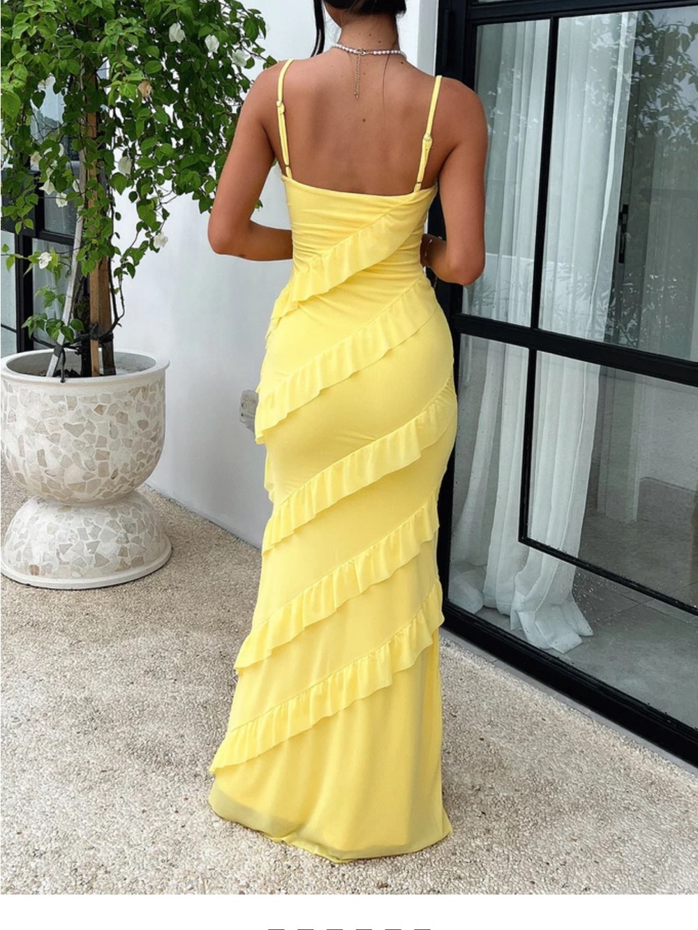 Yellow Ruffle Maxi Dress - Picture 3 of 6